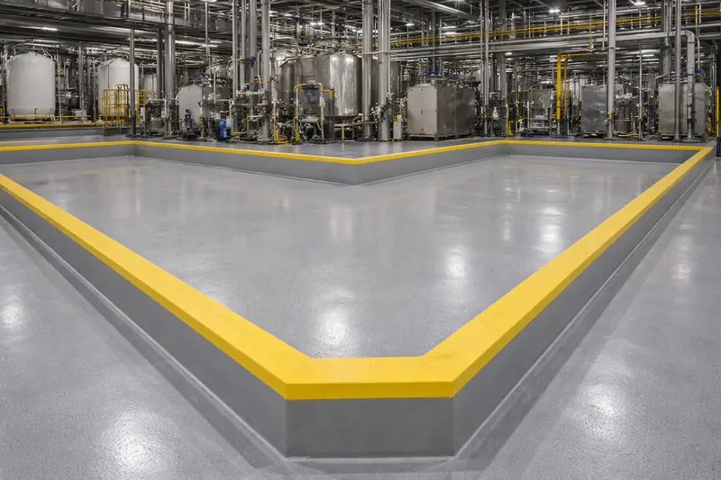 Secondary containment area with chemical-resistant floor coating Palm Beach County
