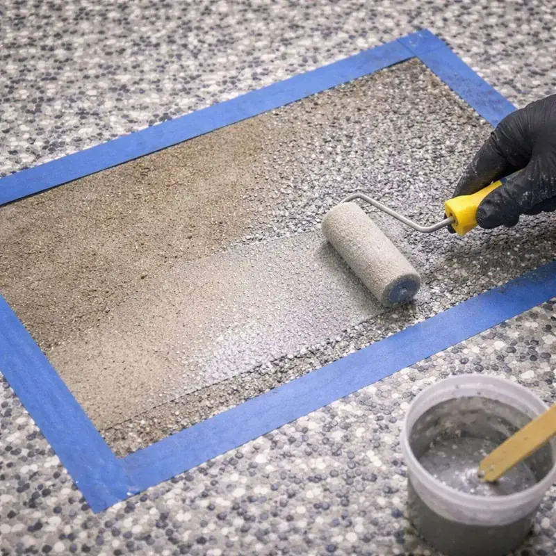 Epoxy floor repair and restoration in progress Palm Beach County FL