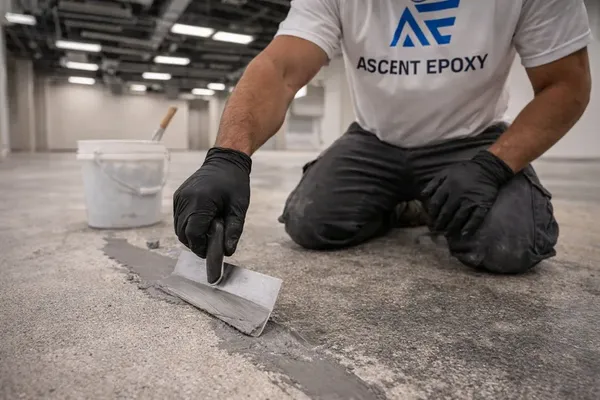 Surface preparation on commercial concrete floor in Palm Beach County