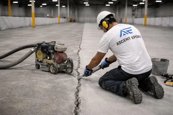 Industrial floor crack repair and substrate preparation Palm Beach County