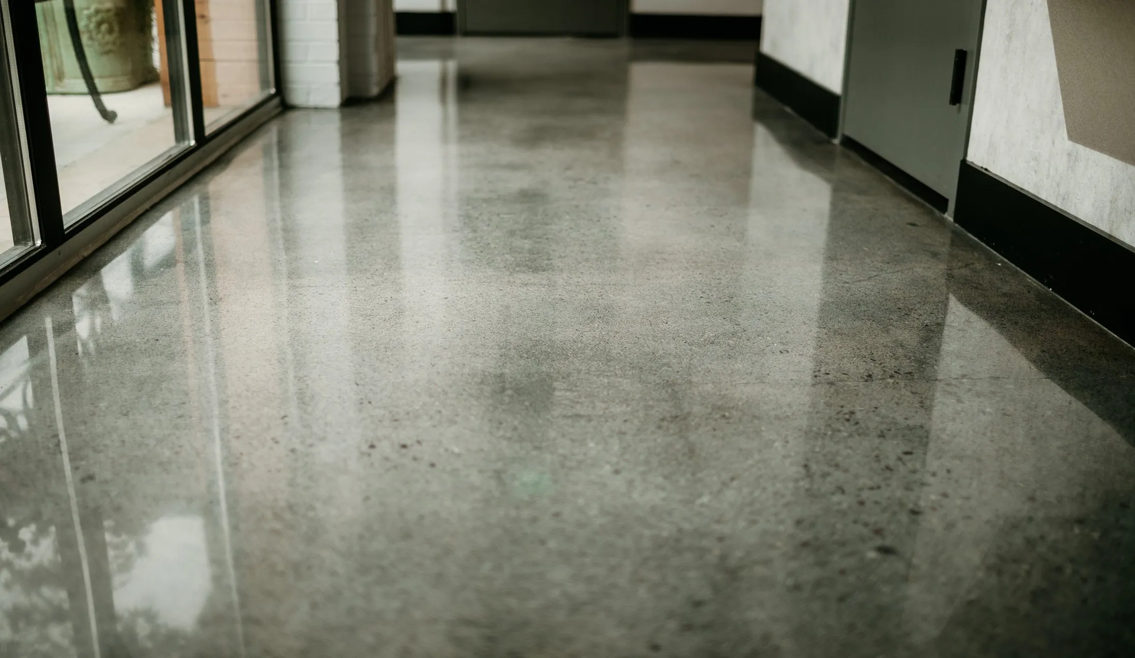 Polished concrete hallway floor Palm Beach County