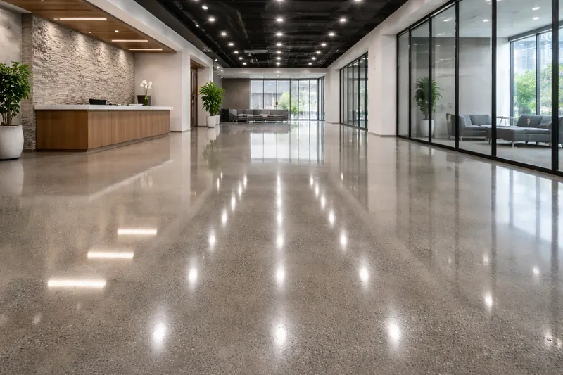 Polished concrete floor Palm Beach County commercial space
