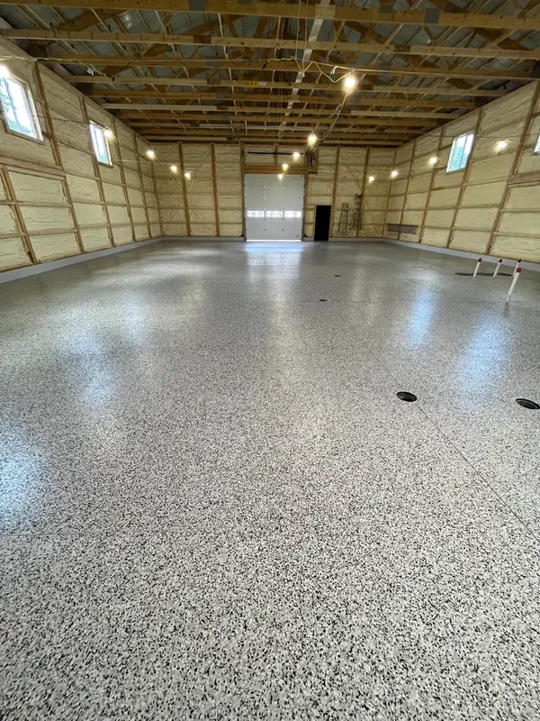 Warehouse gray flake epoxy floor Palm Beach County