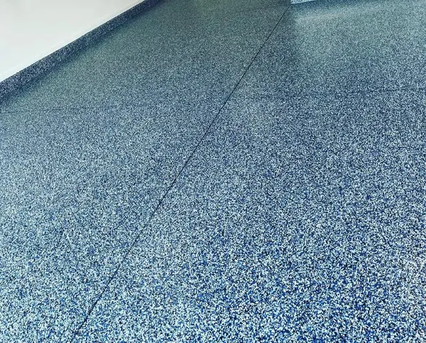 Blue and white flake garage floor with cove base Palm Beach County